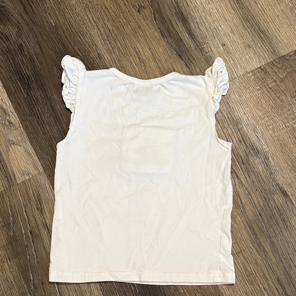 Calico White Ruffle Sleeve Top with Bug Embroidery - Picture 4 of 4